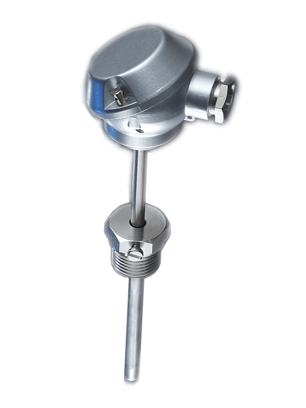 Threaded and insertion resistance thermometers optionally with a flange or compression fitting.